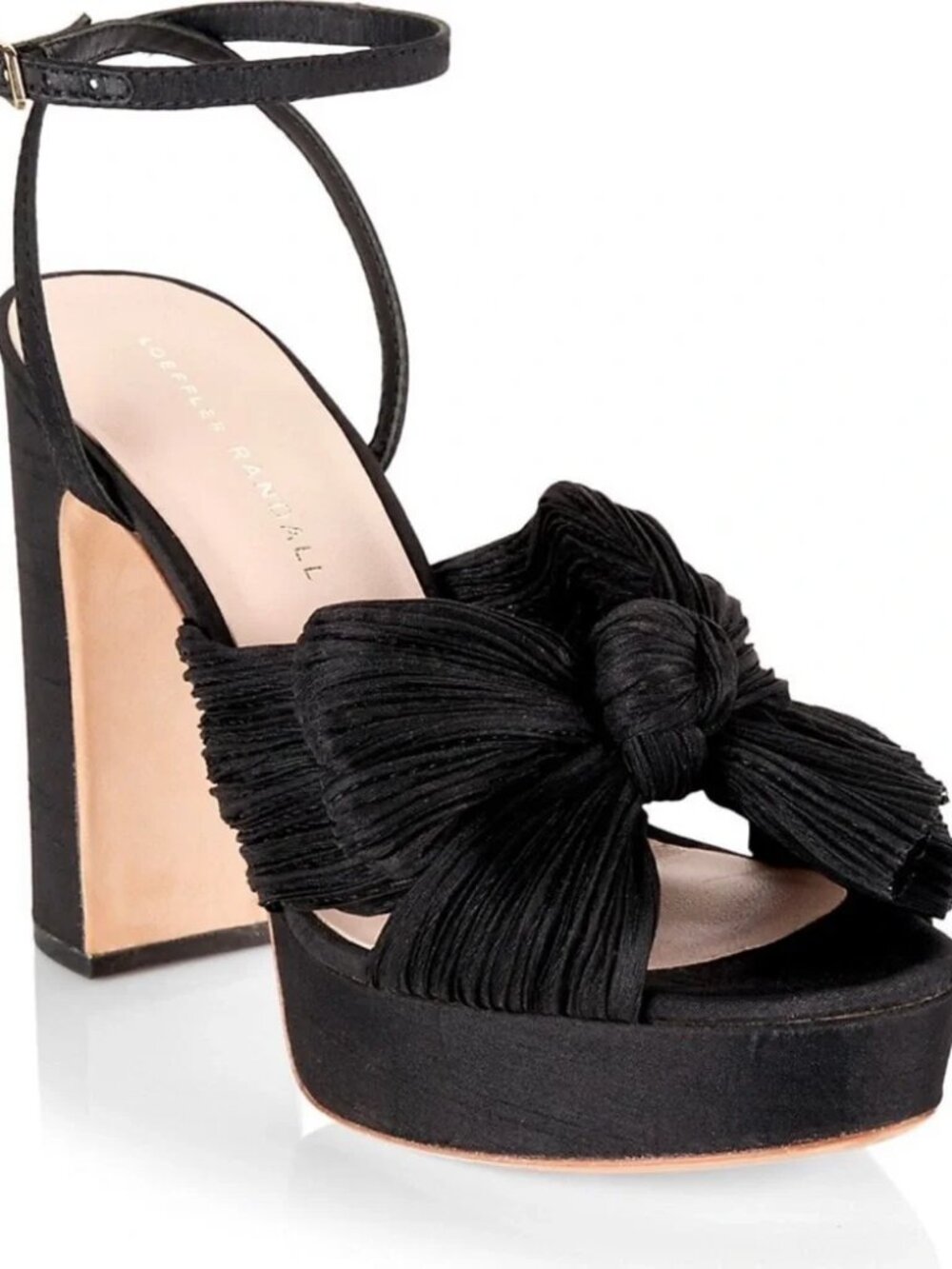 Womens Loeffler Randall Natalia Black Block Heel Platform Bow Slingback 7